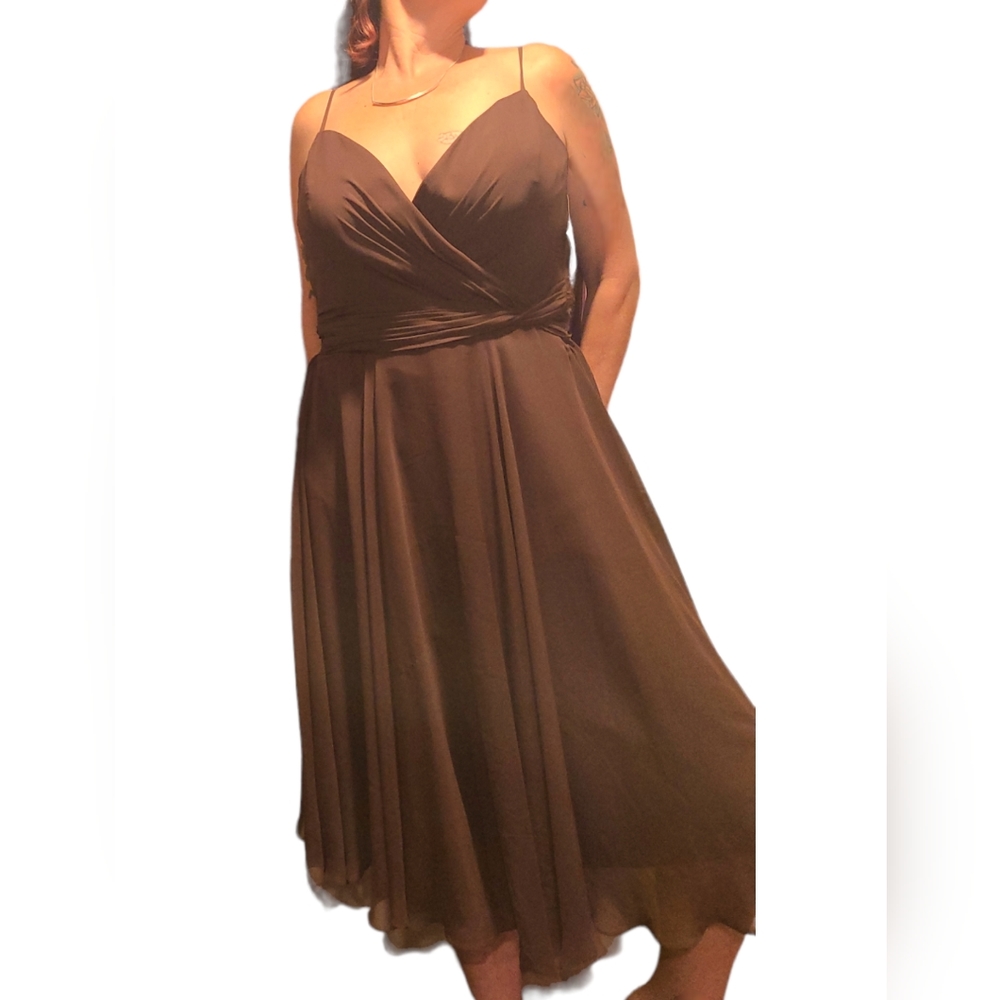 B2 Espresso Chiffon Dress sz 12